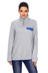 Sexy Gray Stand Collar Buttons Fleece Pullover Top